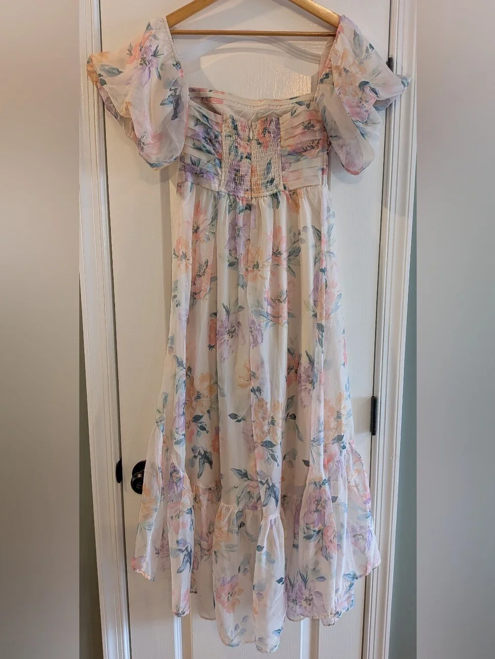 Abercrombie & Fitch Emerson Drama Maxi Dress Off-The-Shoulder Floral Ruffle SP